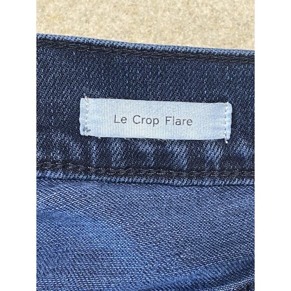 FRAME DENIM Le Crop Flare Dark Wash Blue Jeans Size 28 With Raw Hem - Picture 9 of 12